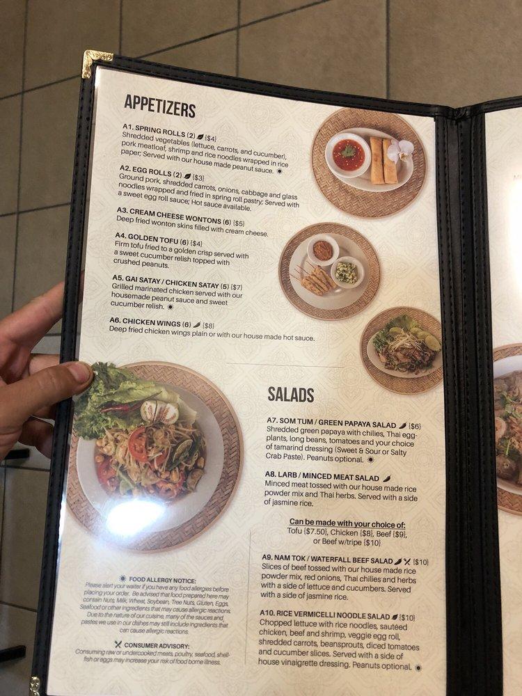 Menu at Thai Orchid Restaurant, Eau Claire