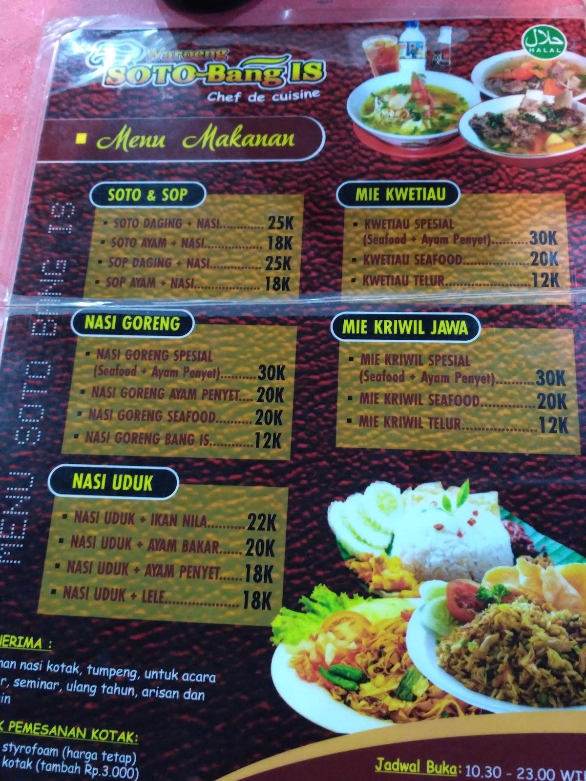 Menu At Soto Bang Is Restaurant Banda Aceh