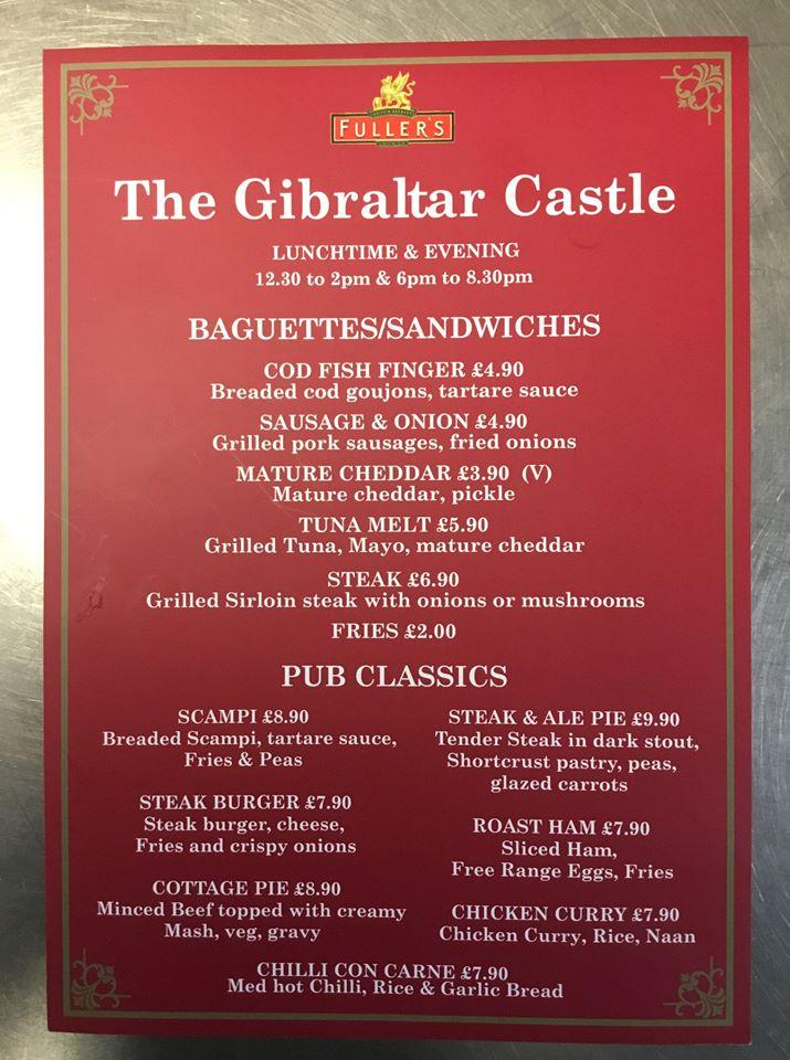 Menu at The Gibraltar Castle pub & bar, Harpenden