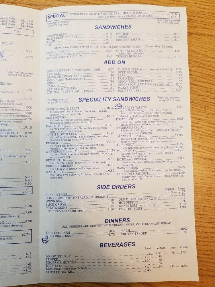 Menu at Lou's Deli restaurant, Southfield, Greenfield Rd
