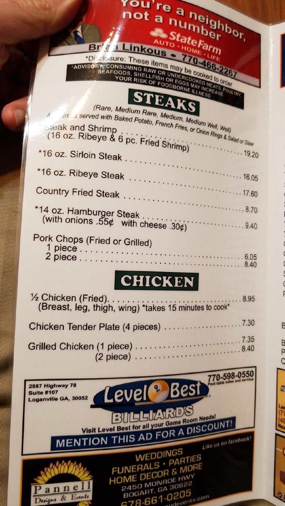 Menu at Campton Restaurant, Monroe, State Hwy 11