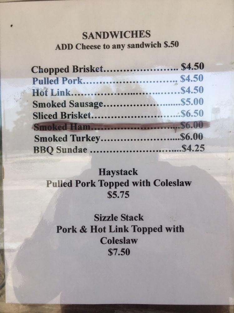 Menu at Bbq Barn, Minco