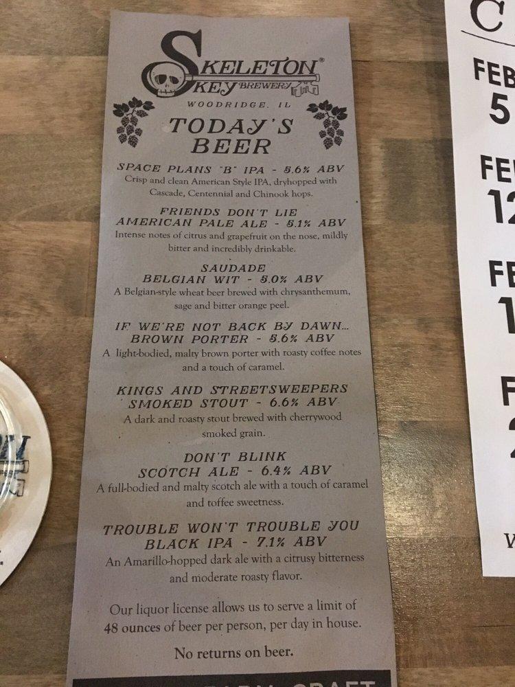 Menu at Skeleton Key Brewery, Woodridge