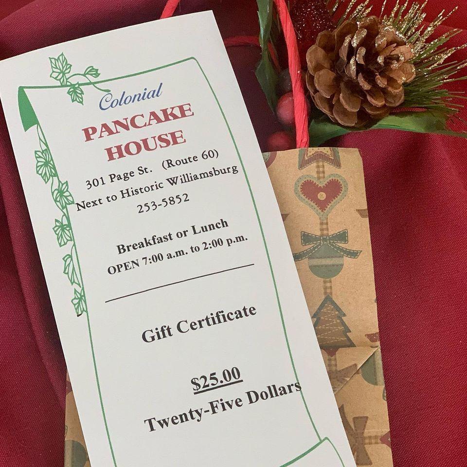 Menu at Colonial Pancake House cafe, Williamsburg, 301 Page St