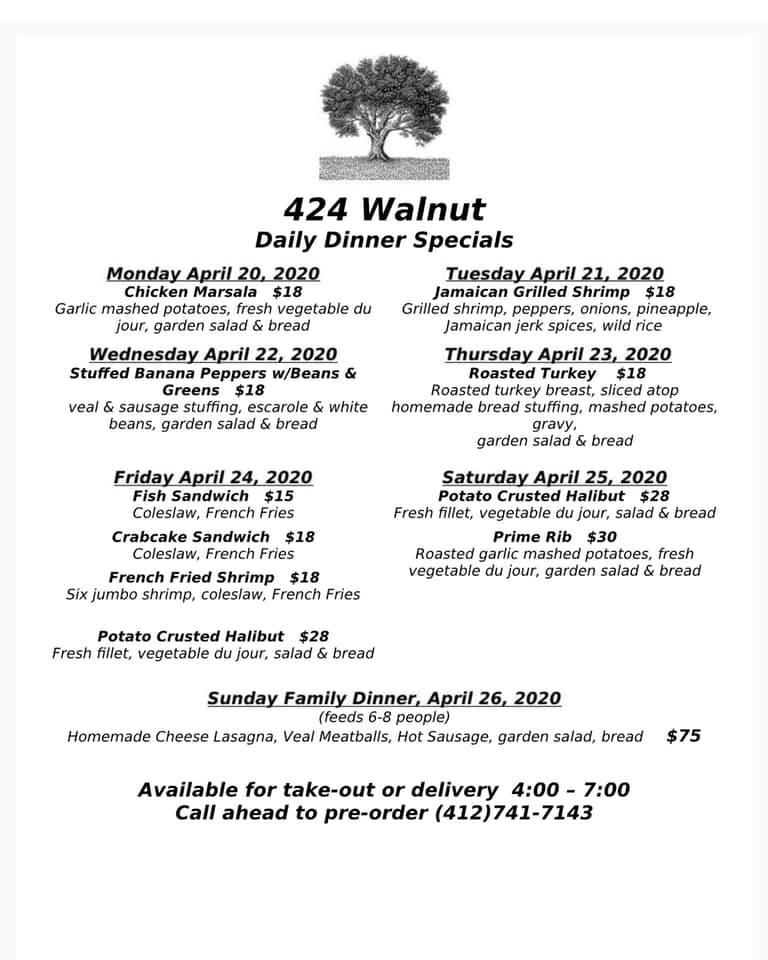 Menu at 424 Walnut pub & bar, Sewickley