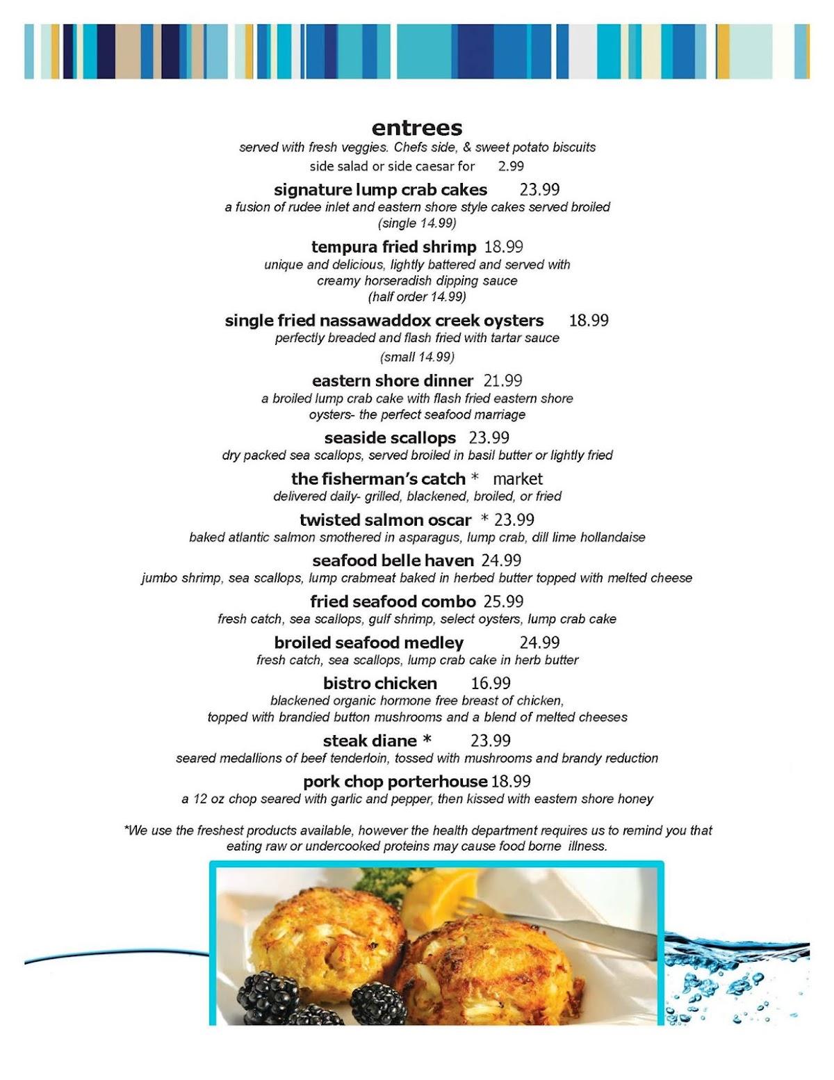 Menu at Blue Seafood & Spirits pub & bar, Virginia Beach