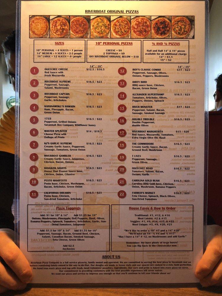 riverboat pizza savannah menu