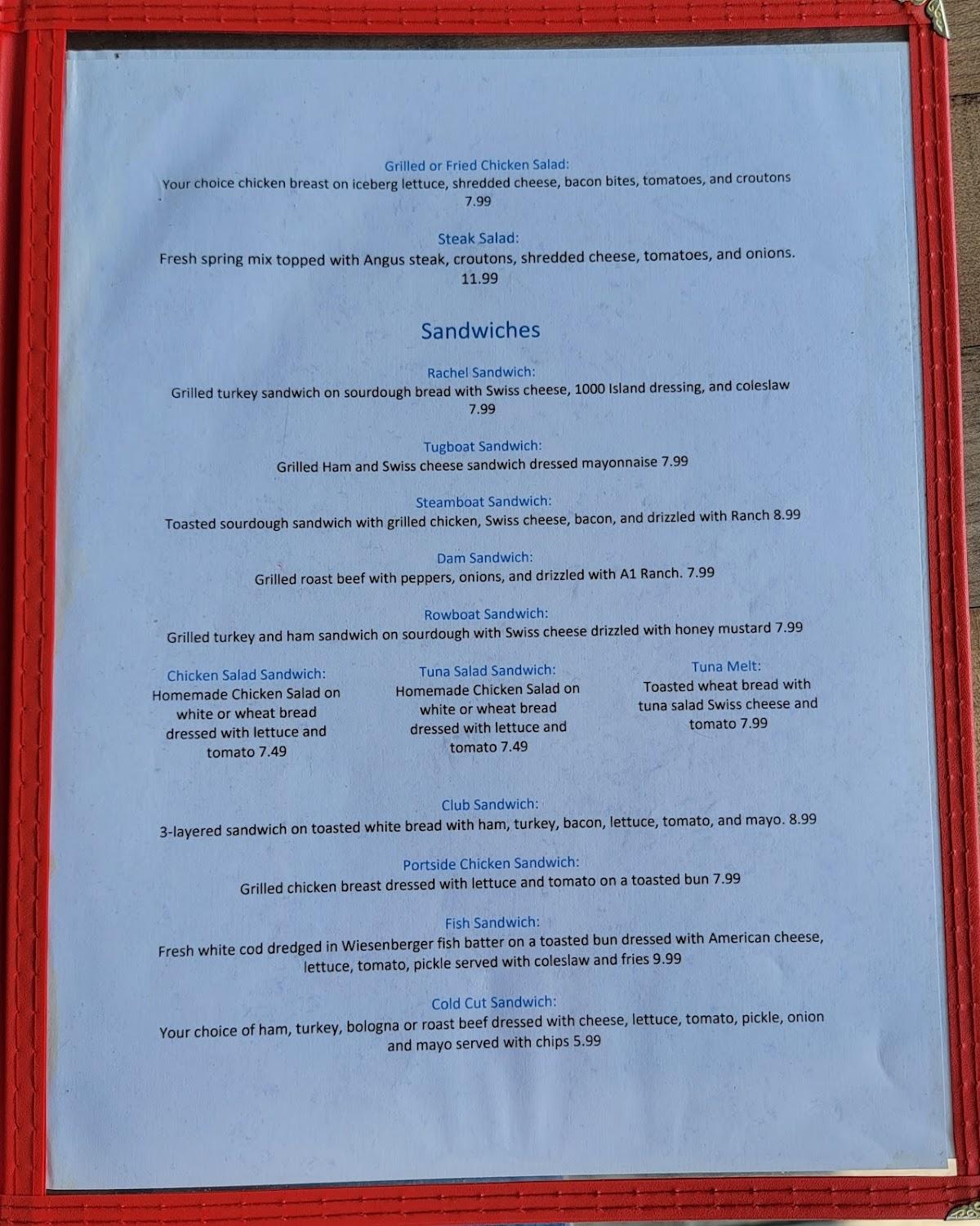 riverboat family restaurant menu