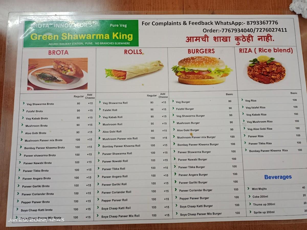 Menu at Shawarma King, PimpriChinchwad, Shop No 7