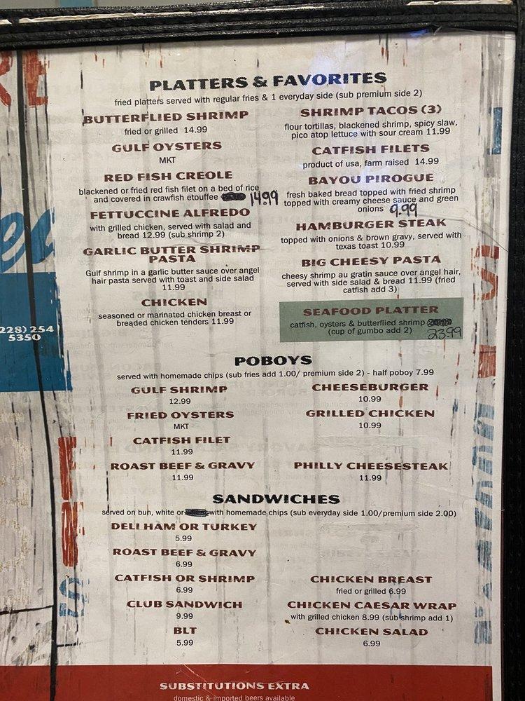 Menu at Dan's Poboys and Seafood fast food, Diamondhead
