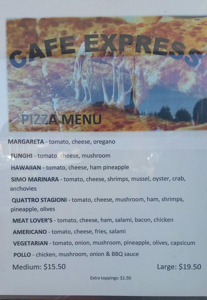 Menu at Cafe Express Waiouru, Waiouru