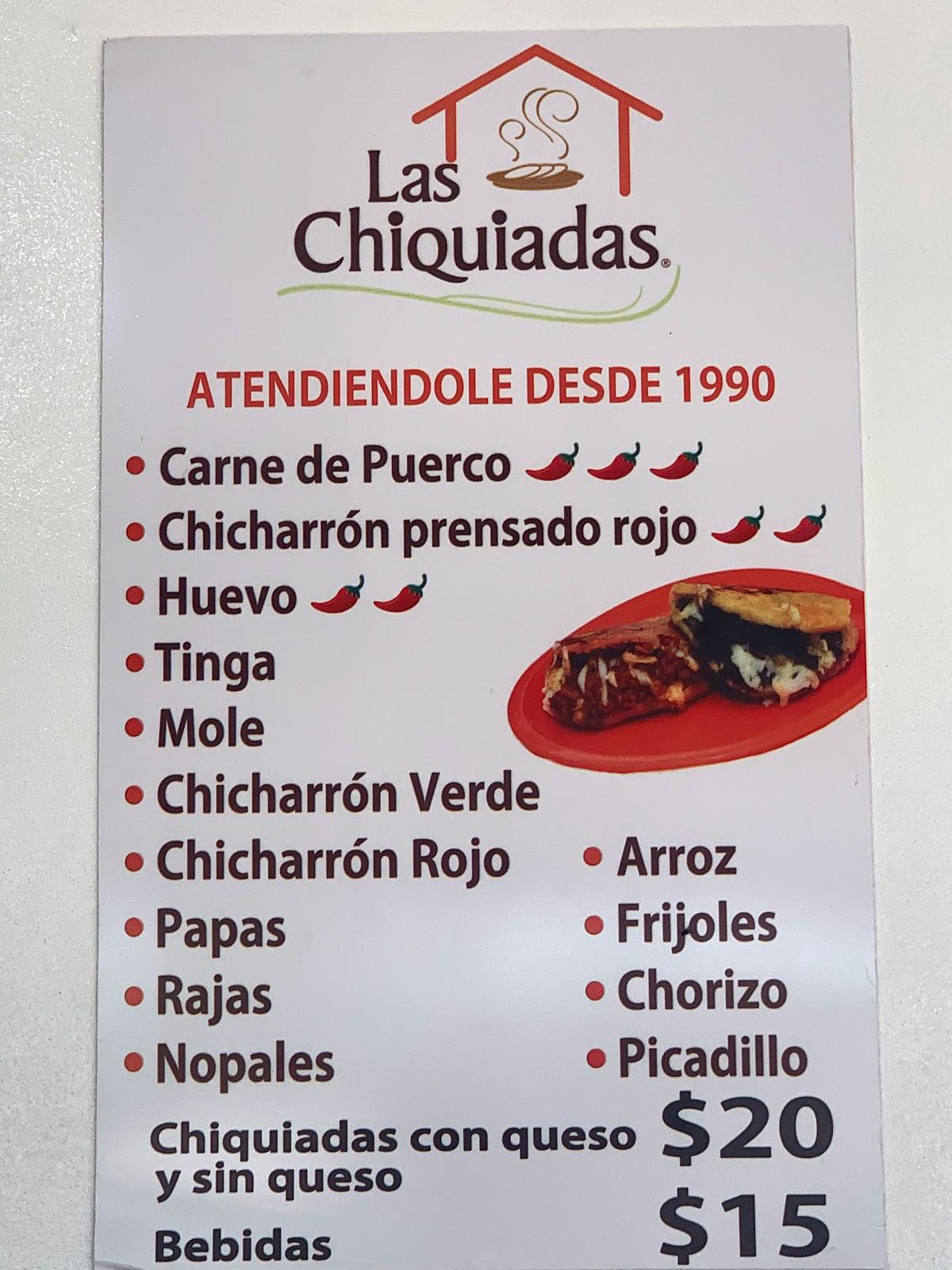 Carta del restaurante Las Chiquiadas del Marista Sucursal Norte, Jesús