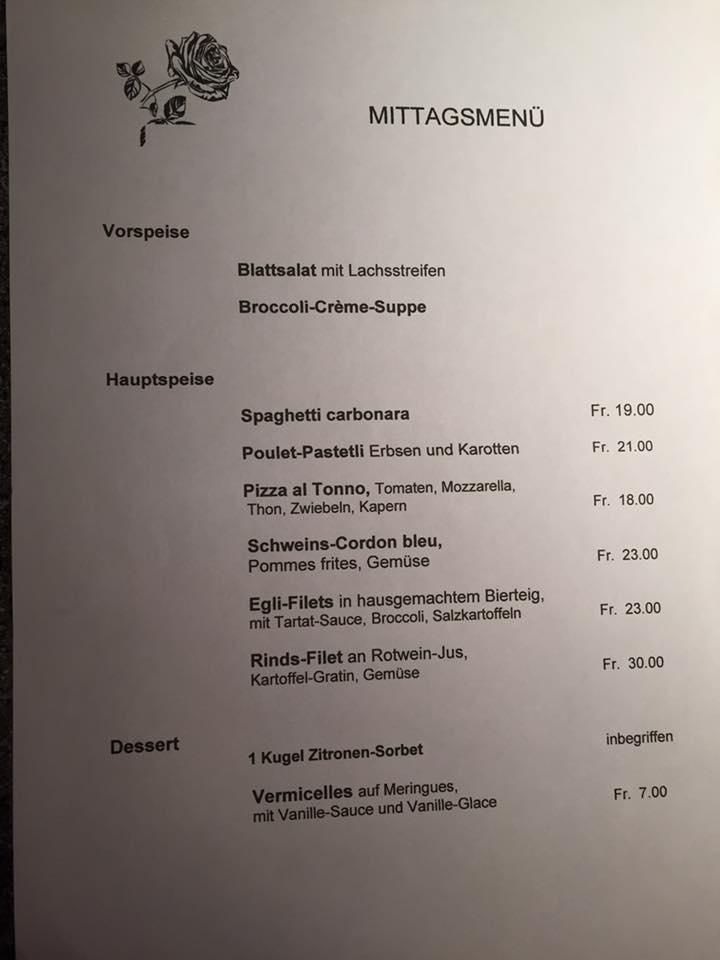 Menu di Restaurant Rose 