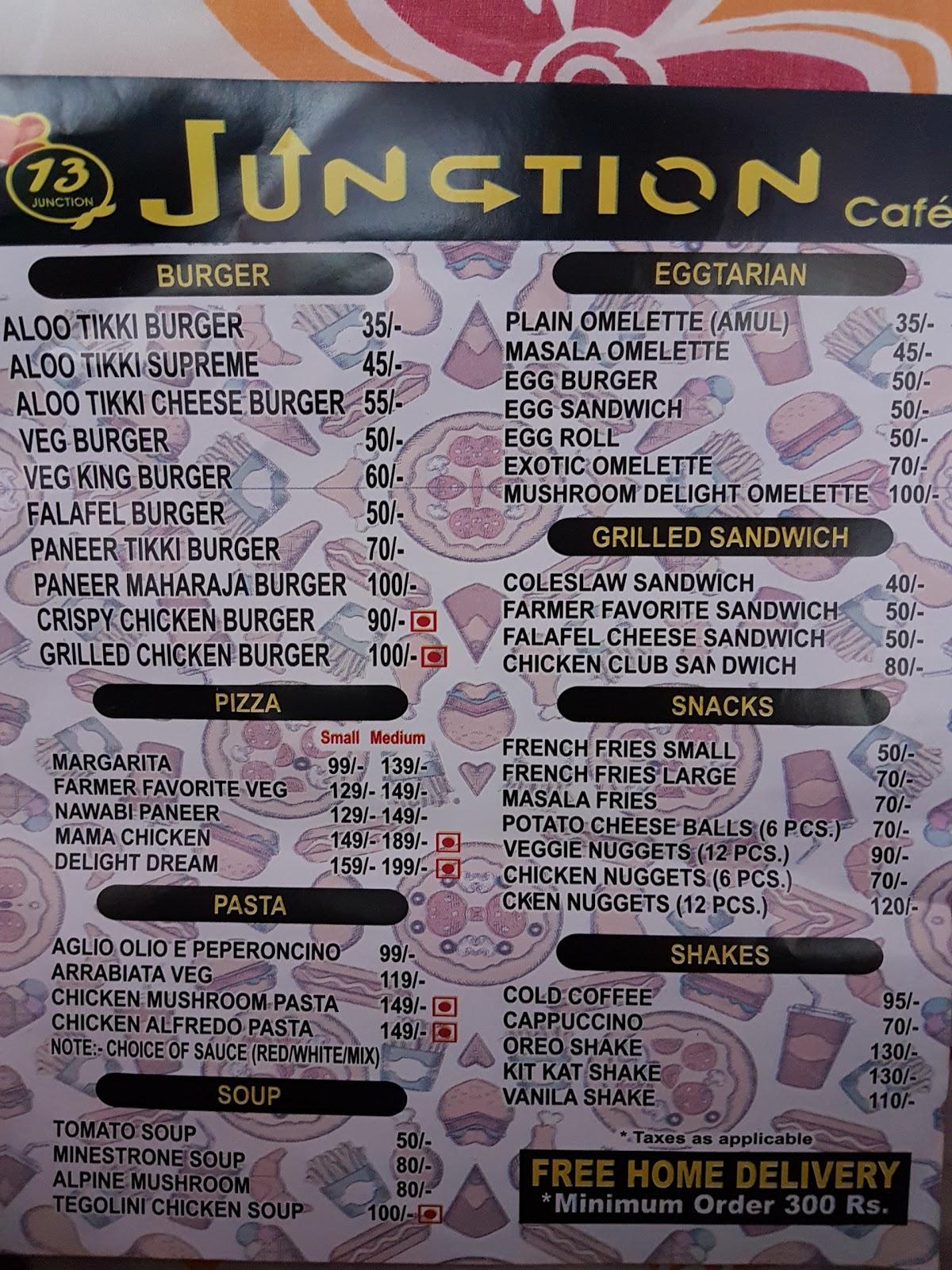 Junction Cafe menu