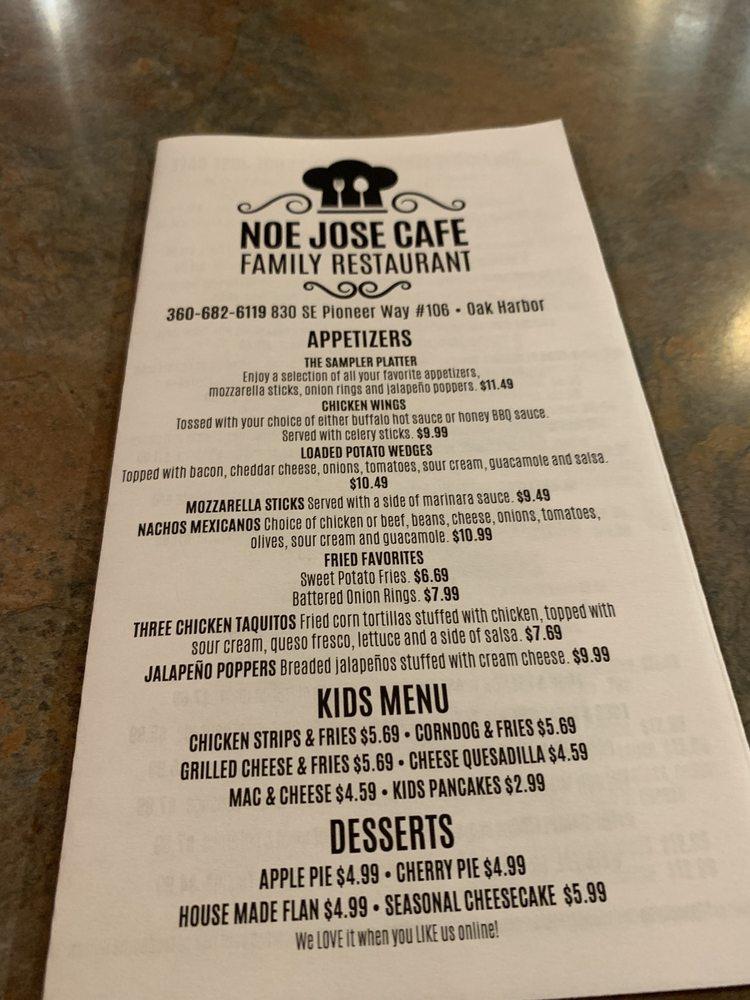 Menu at Noe Jose Cafe Family Restaurant, Oak Harbor