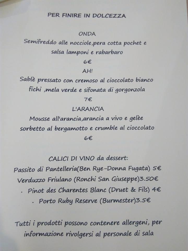 Menu di Posteria Vappiani 