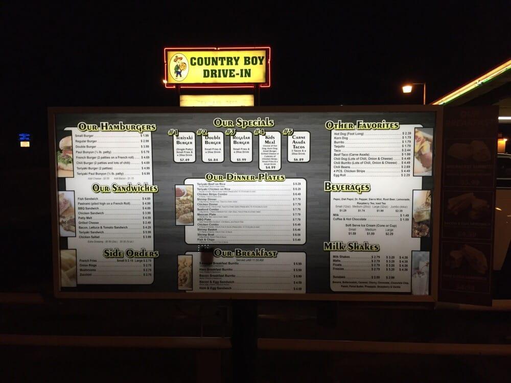 Menu at Country Boy Drive In, LLC restaurant, Bakersfield