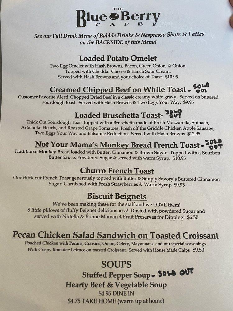 Menu at The Blue Berry Café Bellbrook desserts, Bellbrook