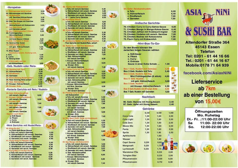 Speisekarte von Asia NiNi & Sushi Bar, Essen
