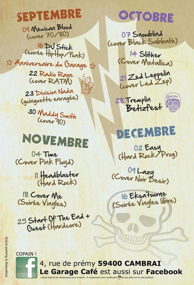 Menu au Le Garage Café, Cambrai