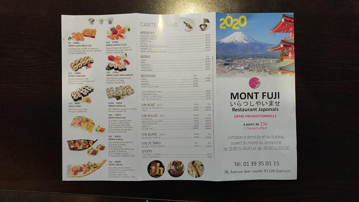Menu au Mont Fuji restaurant, Domont