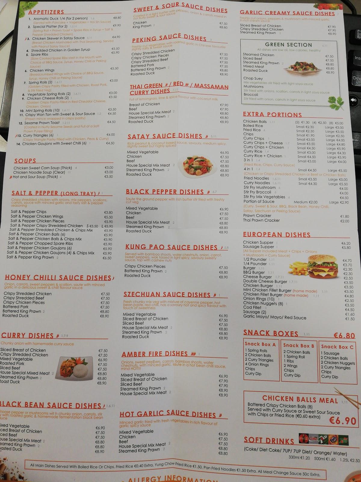 Menu at Oriental CookIn Takeaway restaurant, Dundalk