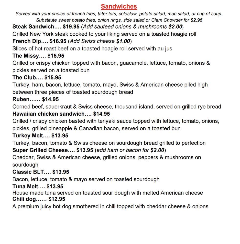 Menu at Ginger's Restaurant, Soldotna