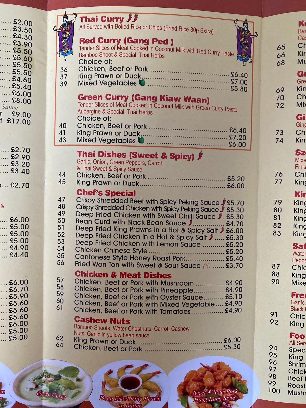 Menu at Jackie Chan fast food, Midsomer Norton