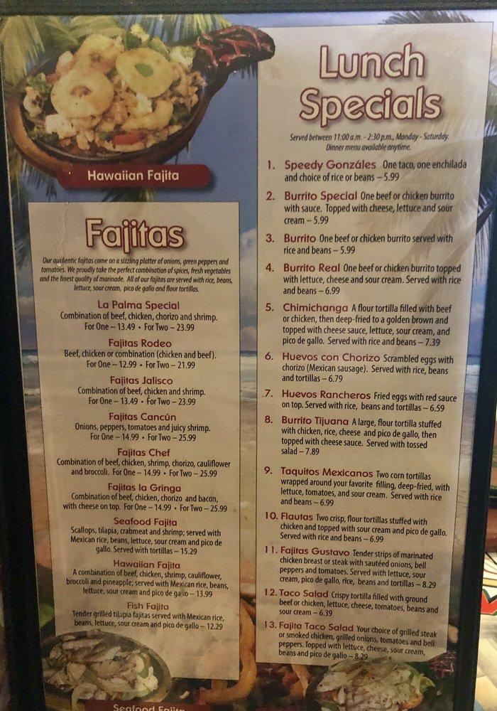 Menu at La Palma Mexican Restaurant Urbana, Urbana