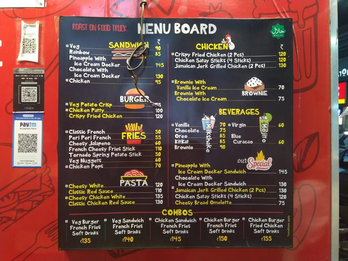 Menu at Roast On Food Truck, India