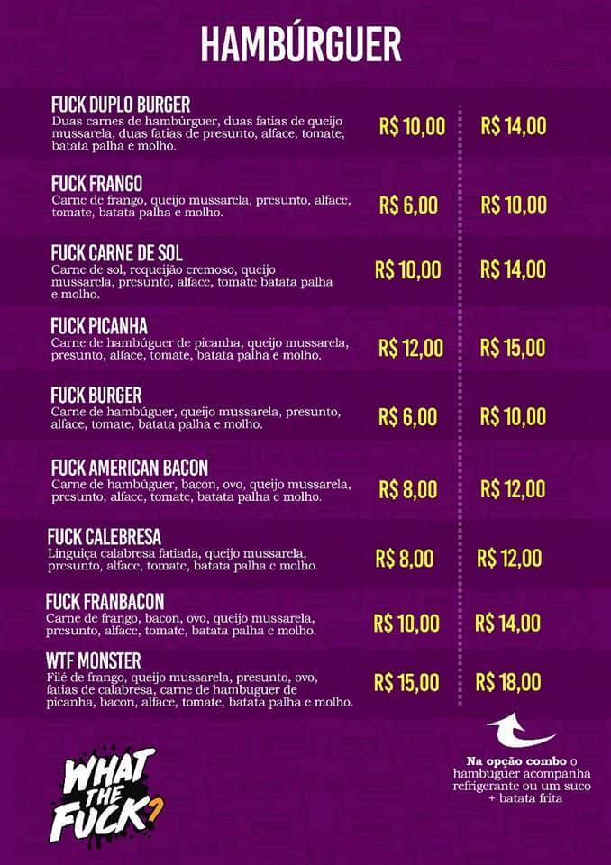 WTF cardápio