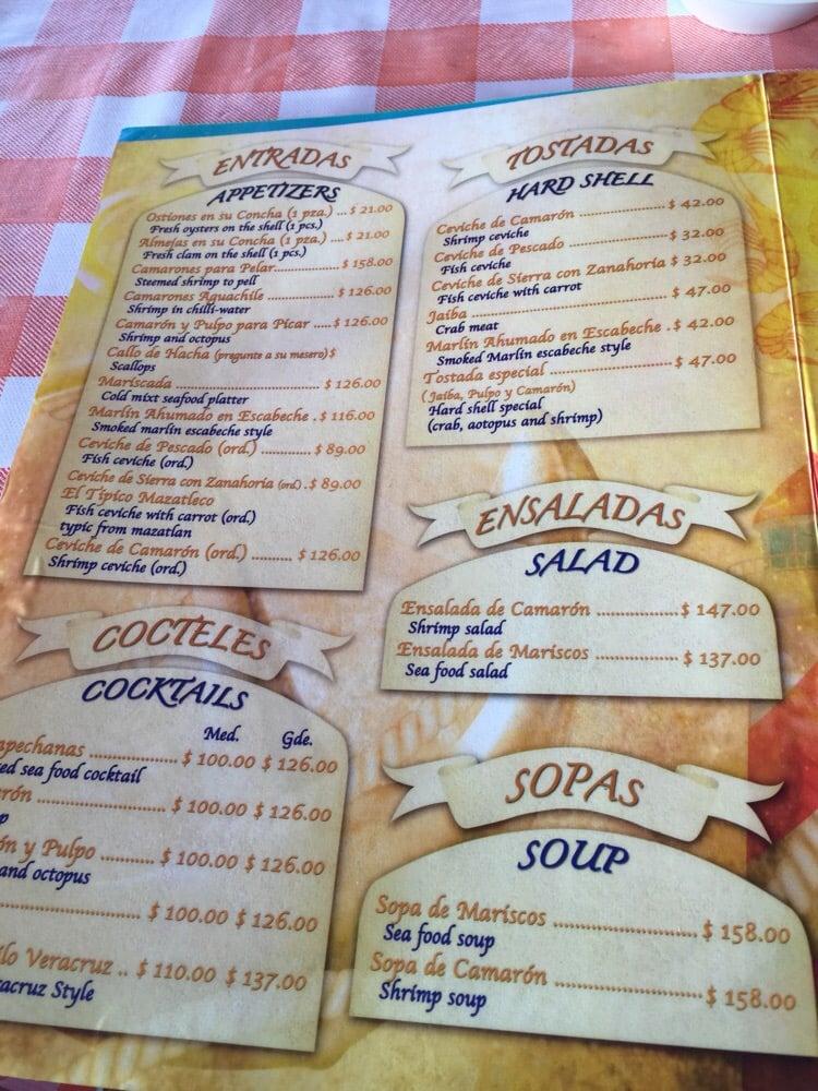 Carta del restaurante Mariscos Las Tres Islas, Cabo San Lucas, Revolución  del 1910 23469