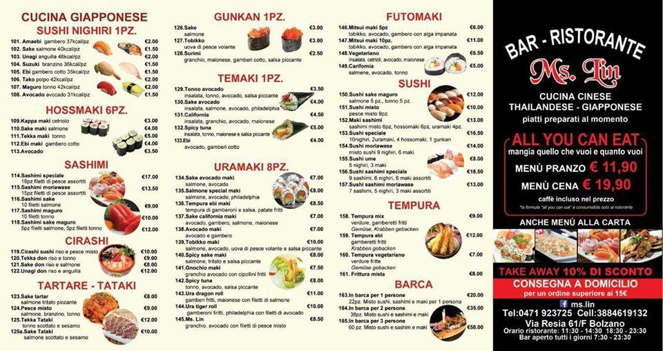 Menu di Ristorante Ms.Lin 