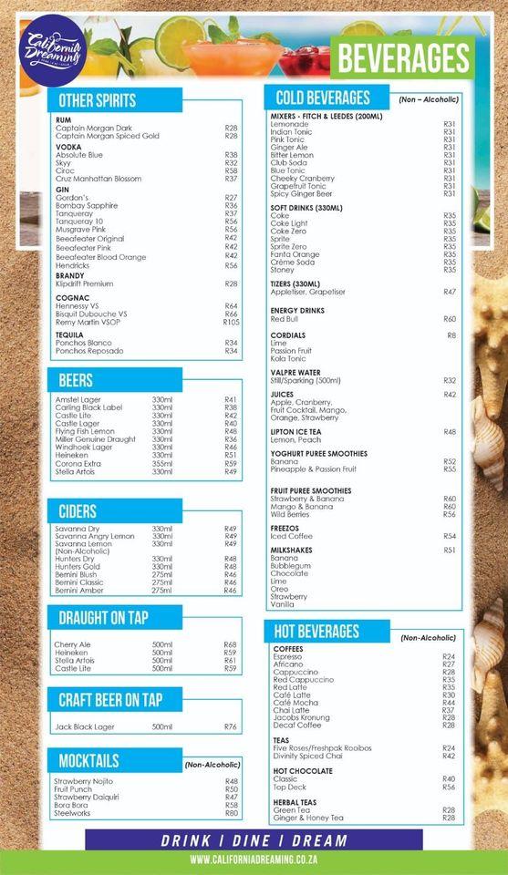 Menu At California Dreaming Restaurant Durban 150 Marine Parade   Rb8f Menu California Dreaming 2022 07 