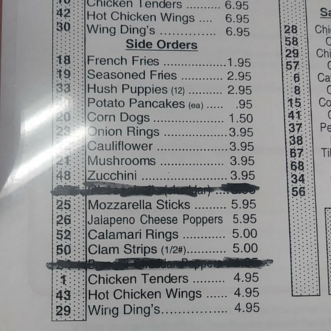 Menu at Johnson's Fish & Shrimp restaurant, Lake Station
