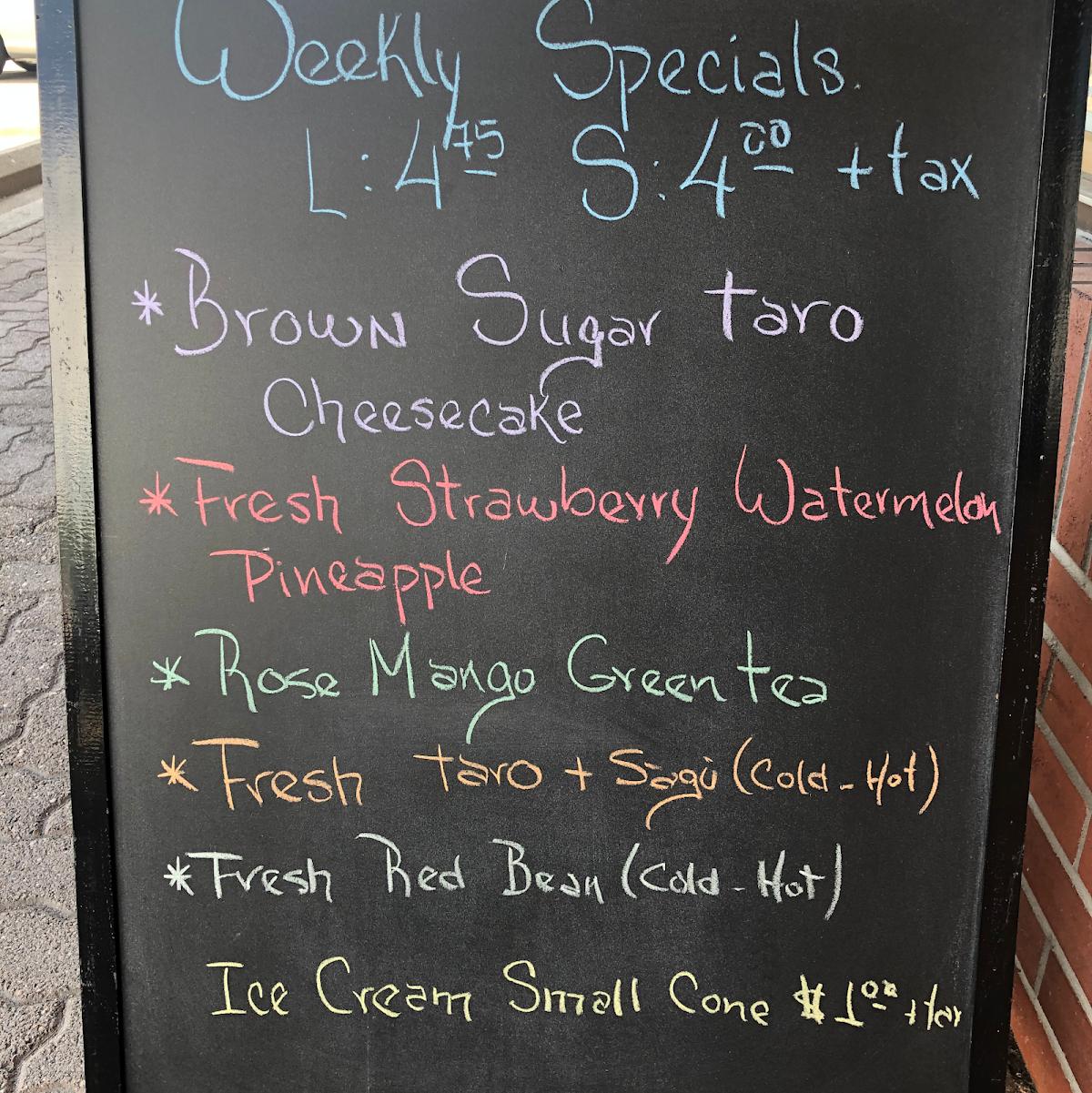 Menu at Milk & Sugar Bubble Tea Cafe, Kelowna