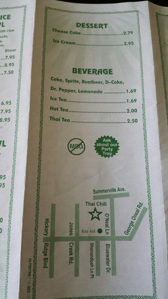 Menu at Thai Chili Restaurant, Baton Rouge, O'Neal Ln