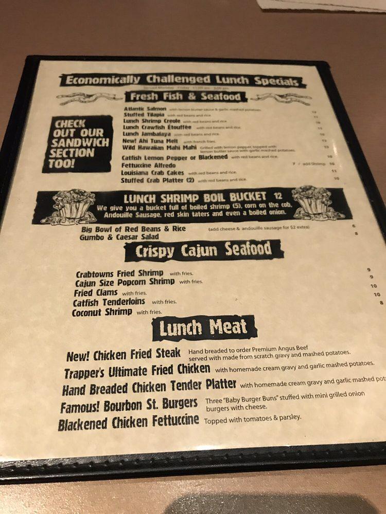 Menu at Pearl's Crabtown restaurant, Oklahoma City