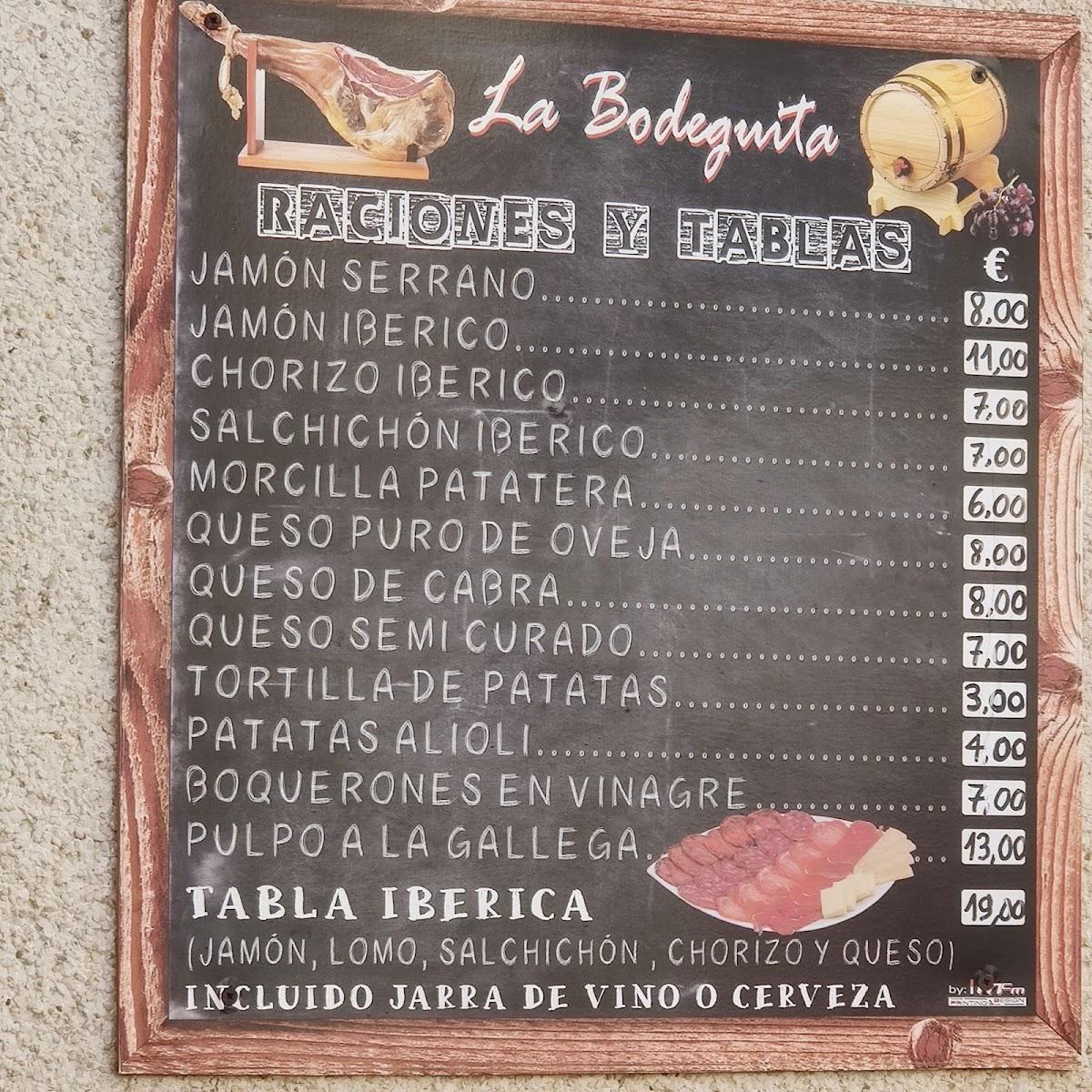 Menu At La Bodeguita Pub Bar Torrevieja