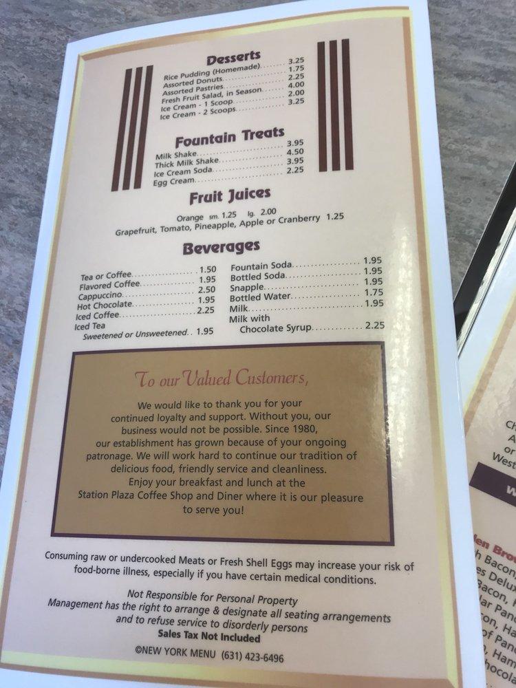 Menu at Station Plaza Coffee Shop and Diner restaurant, Mineola