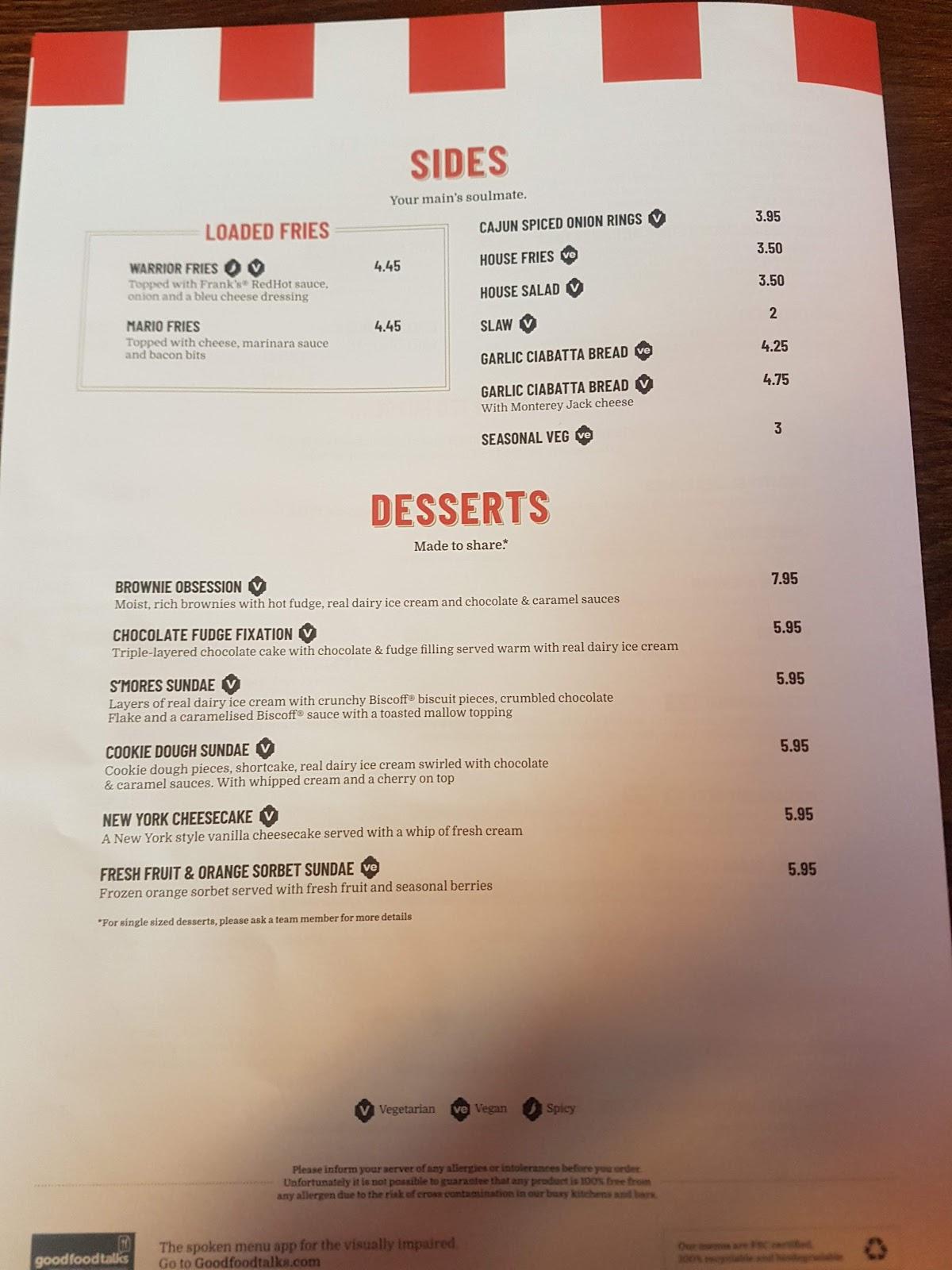 Menu At Tgi Fridays Watford Central Restaurant Watford