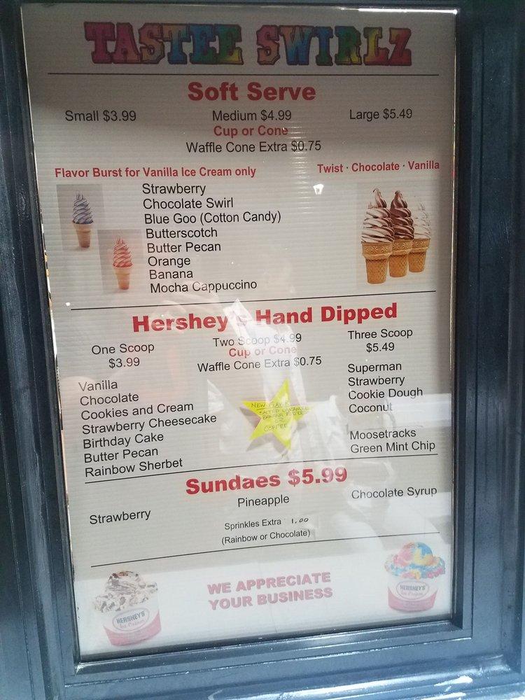 Menu at De De's Tastee Swirlz restaurant, Virginia Beach