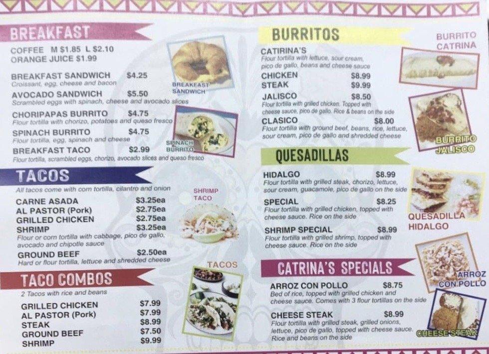 Menu at Catrinas Express restaurant, Peoria