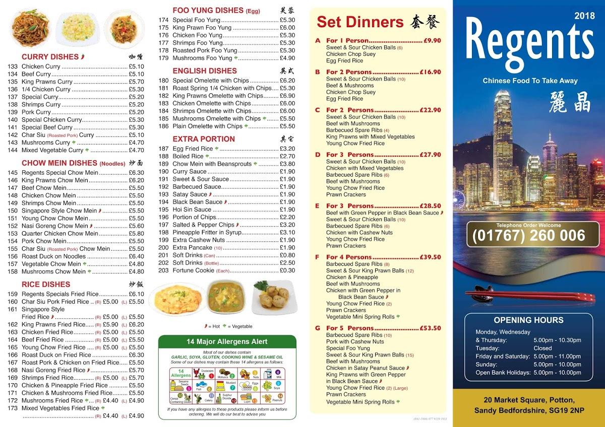 Menu At Regents Fast Food Sandy