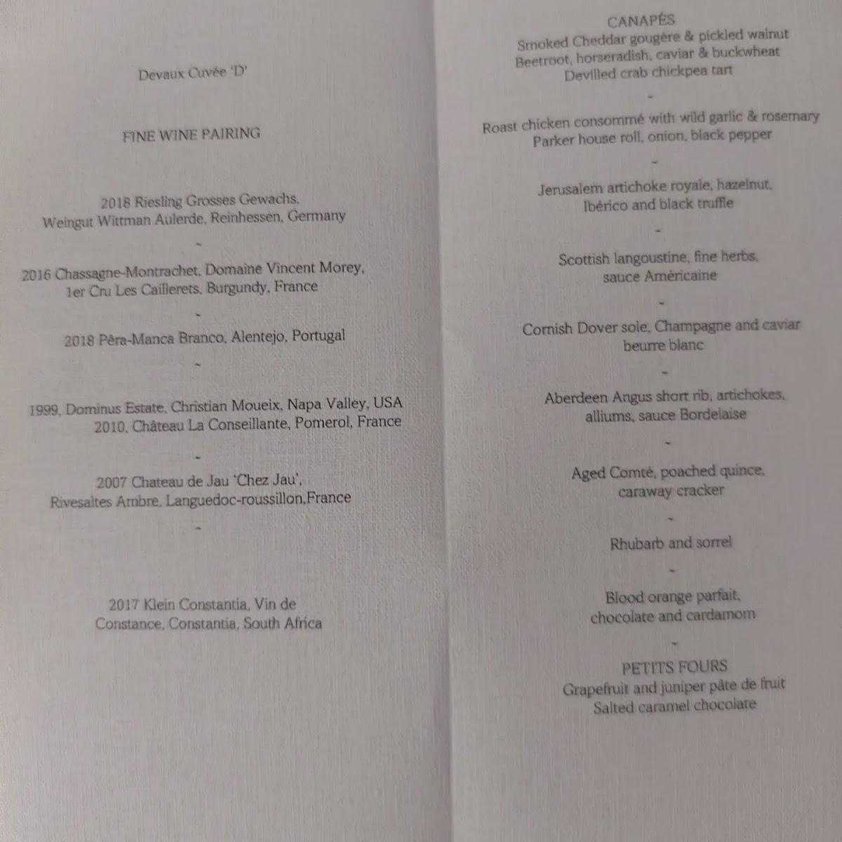 Menu at Restaurant 1890 by Gordon Ramsay, London