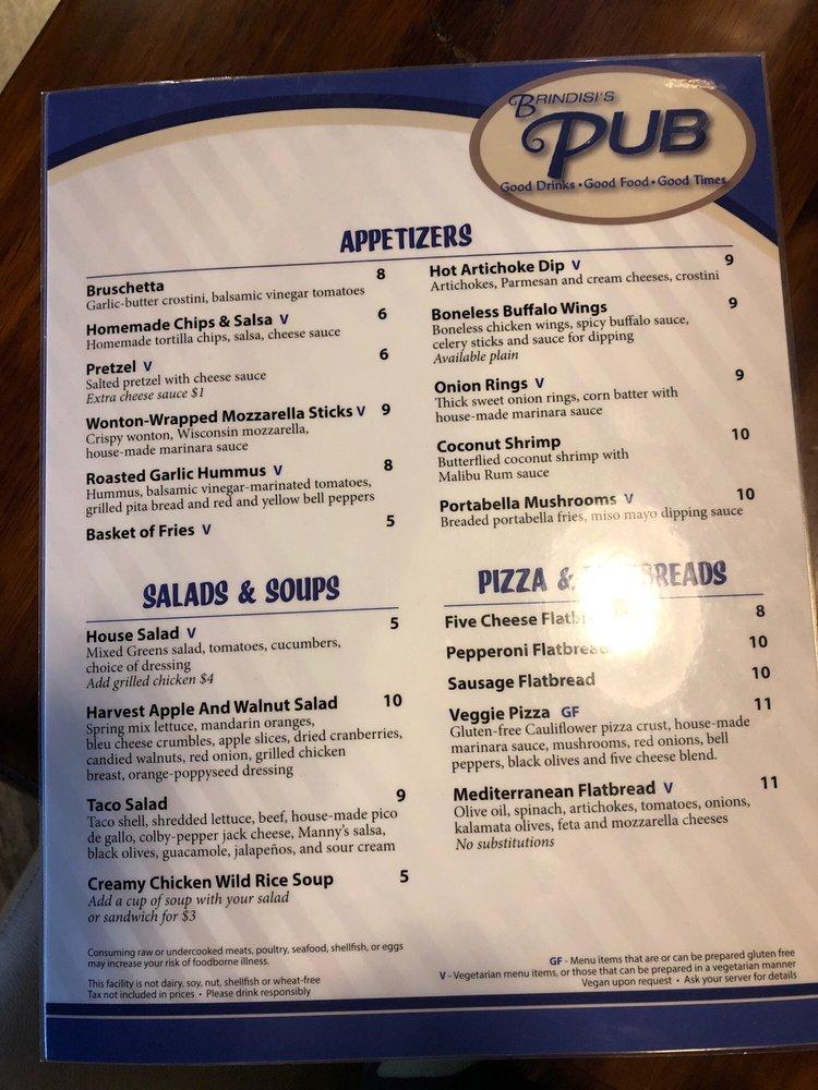 Menu at Brindisi's Pub, Chanhassen