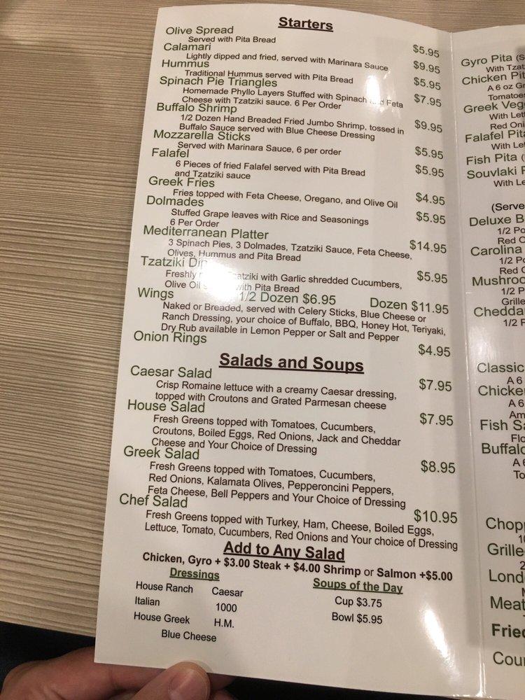 Menu at Green Olive Grill restaurant, Fort Mill