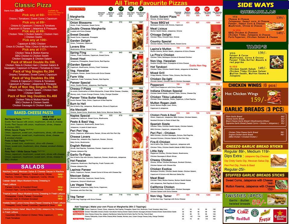 Menu at La Pinoz pizza, jalandhar, Jalandhar