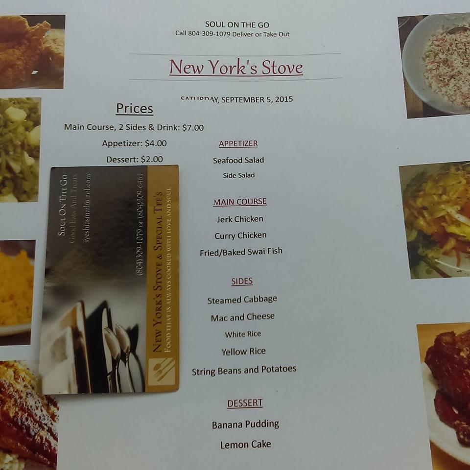 Menu at New York's Stove restaurant, USA