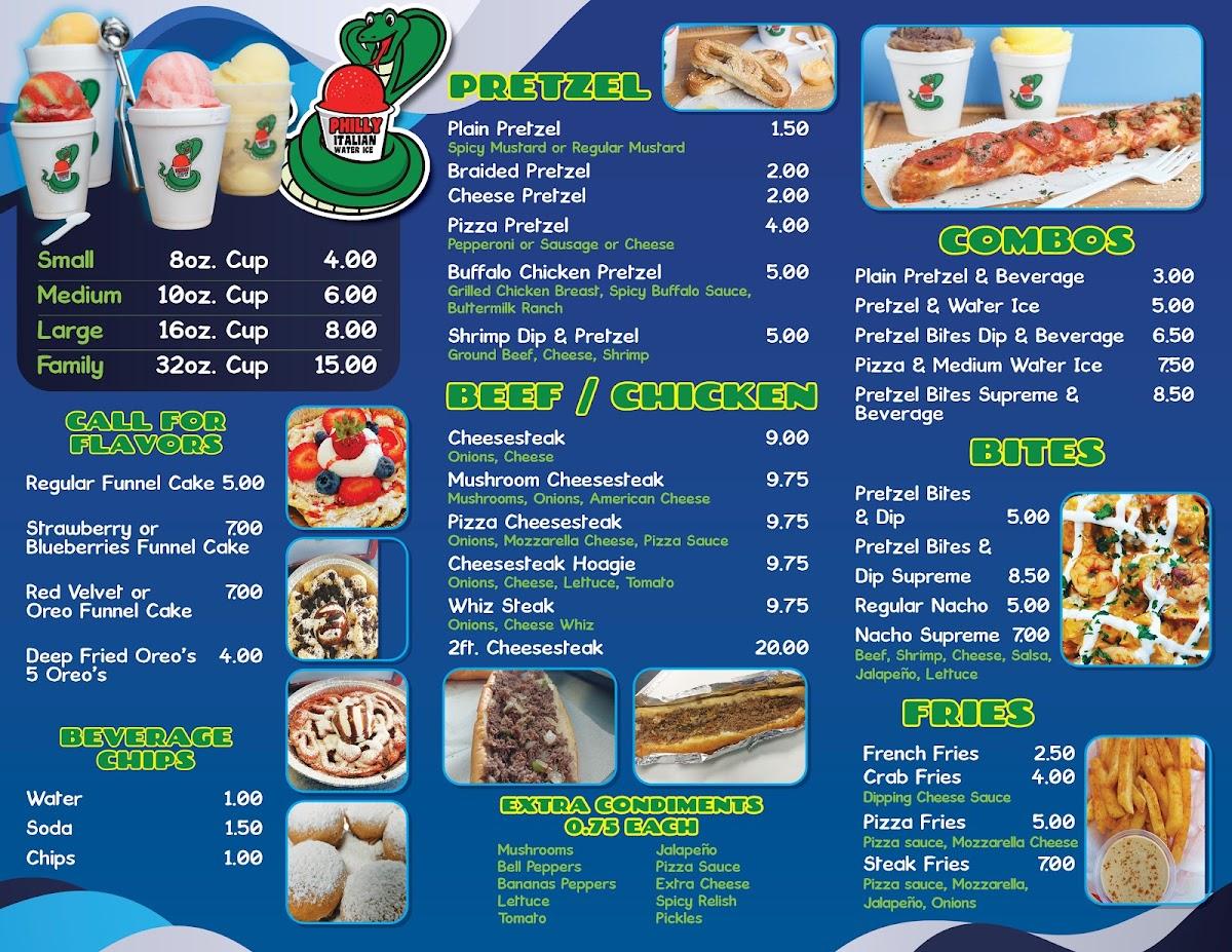 Menu at Philly Italian Water Ice restaurant, Byron